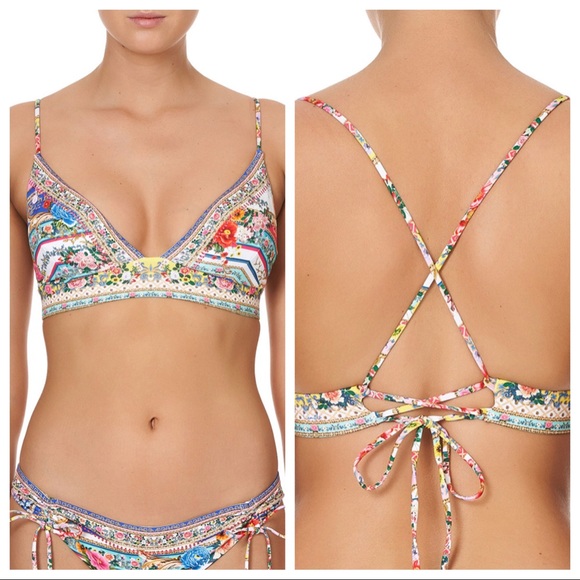Camilla Lace Back Tri Bra Floral Bikini Top - Picture 1 of 12